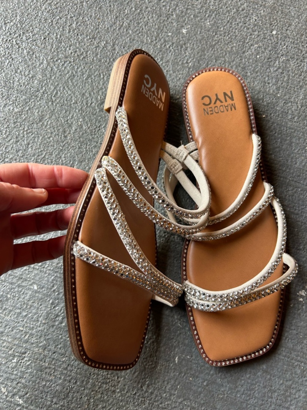 Steve Madden Silver Crystal Strappy Sandals - Picture 2 of 9